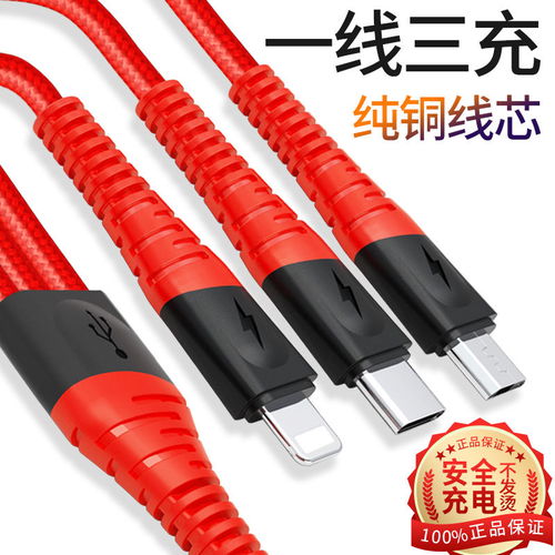 三合一數據線 安卓、蘋果、Type-C全兼容，一拖三便捷充電體驗